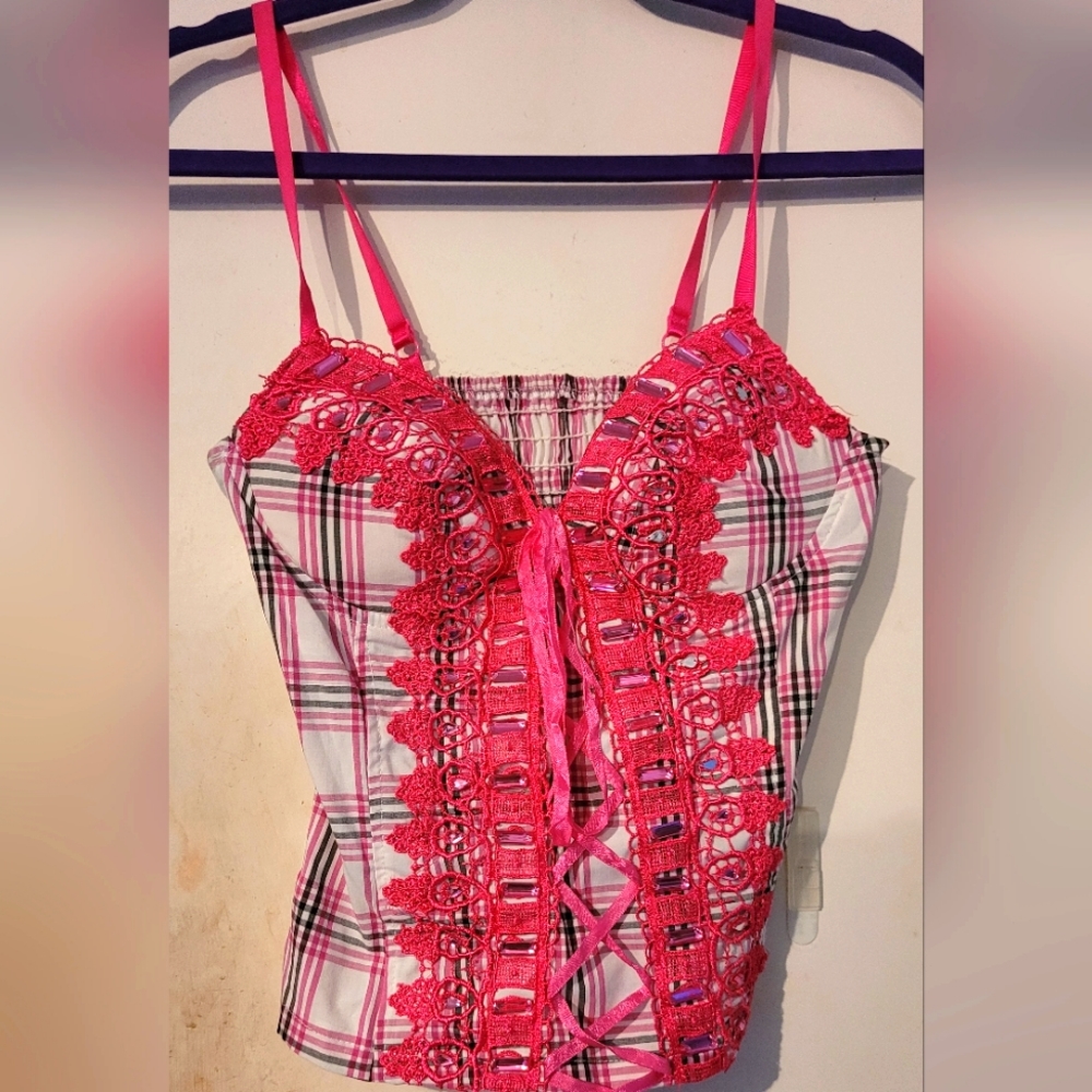 Corset Plaid Top